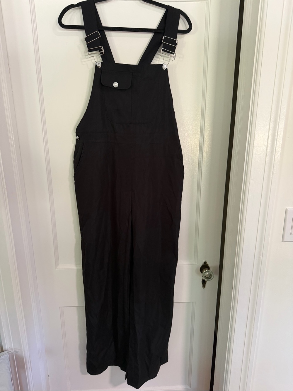 Women’s Black Fabric Overalls Size Medium